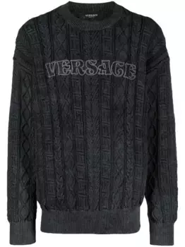 Джемпер Greca фактурной вязки VERSACE, черный