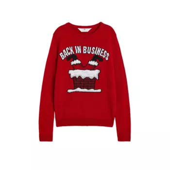 Джемпер H&amp;M Back Motif-detail Sweater, темно-красный