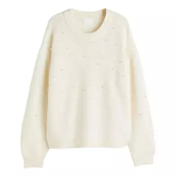 Джемпер H&amp;M Everyday Fashion Beaded, кремовый