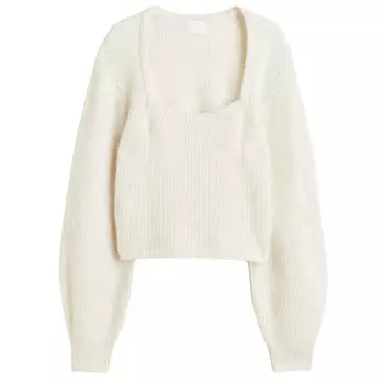 Джемпер H&amp;M Everyday Fashion Rib-knit, кремовый