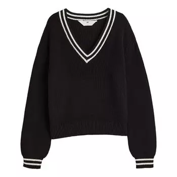 Джемпер H&amp;M Knit Cotton, черный/белый