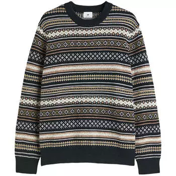 Джемпер H&amp;M Patterned Regular Fit Jacquard-knit, черный/мультиколор