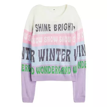 Джемпер H&amp;M Snow Jacquard-knit, натуральный белый/розовый/голубой/фиолетовый