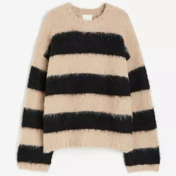 Джемпер H&M Oversized Striped, бежевый/черный