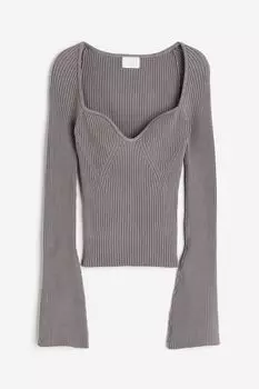 Джемпер H&M Rib-knit, серый