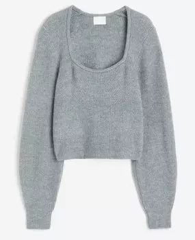 Джемпер H&M Rib-knit, сине-серый