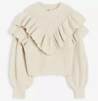 Джемпер H&M With Frills, светло-бежевый
