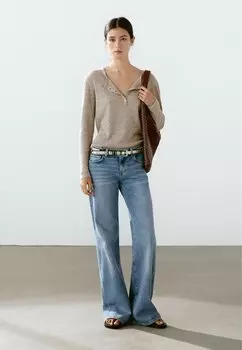 Джемпер HENLEY Massimo Dutti, бежевый