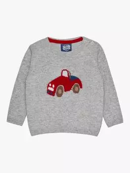Джемпер herbie car из детской смеси шерсти и кашемира Trotters, цвет Grey Marl