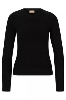 Джемпер Hugo Boss Knitted Jacquard-pattern With Logo Trim, черный
