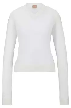 Джемпер Hugo Boss V-neck In A Sheer Knit, белый