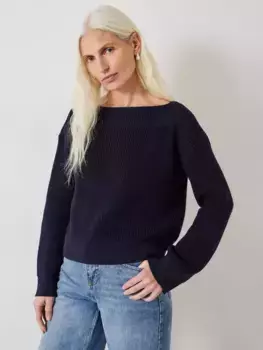 Джемпер HUSH Aubrey Ribbed Open Knit, темно-синий