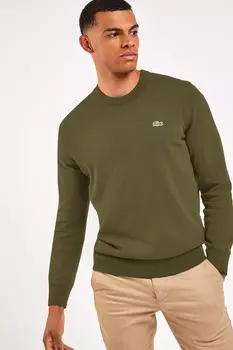 Джемпер из 100% хлопкового трикотажа с круглым вырезом Lacoste, зеленый