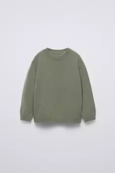 Джемпер из 100% кашемира ZARA, серо-зеленый