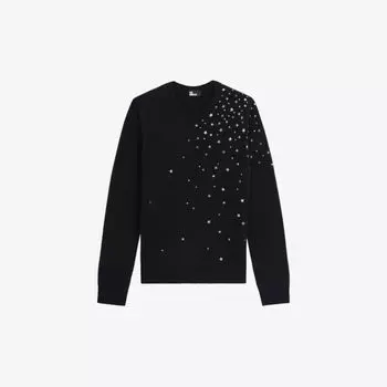 Джемпер из эластичного кашемира с заклепками и звездами The Kooples, черный