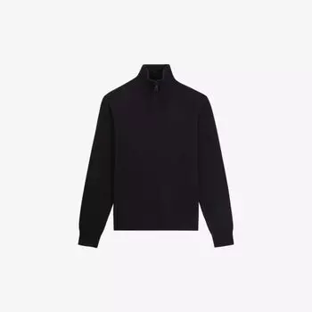 Джемпер из эластичной смесовой шерсти с тиснением бренда The Kooples, черный