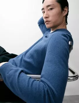 Джемпер из чистого кашемира с V-образным вырезом Autograph, средний синий