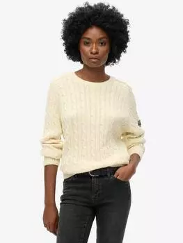 Джемпер из чистого органического хлопка с напуском кабельной вязки Superdry, белый