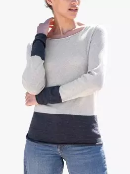 Джемпер из цветной шерсти Fine Merino Celtic & Co., овсянка/темно-синий