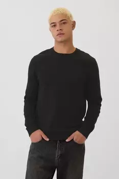 Джемпер из хлопчатобумажной трикотажной ткани с круглым вырезом Gap, черный