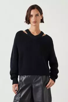 Джемпер из хлопка Kady с отделкой горловины, 100% хлопок Hush, черный
