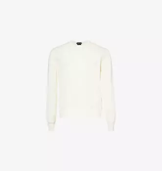 Джемпер из хлопка классического кроя с круглым вырезом и длинными рукавами Tom Ford, цвет chalk