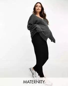 Джемпер из хлопка:On Maternity с v-образным вырезом серого марлевого цвета Cotton:On