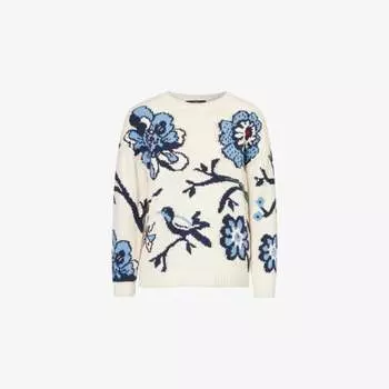 Джемпер из хлопковой смеси с принтом Weekend Max Mara, голубой