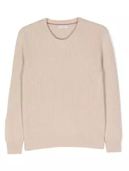 Джемпер из кашемира в рубчик от Brunello Cucinelli Kids, розовый