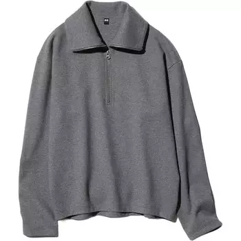 Джемпер из матового джерси на молнии наполовину Uniqlo, серый