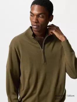 Джемпер из мериноса на молнии Uniqlo, цвет 37 коричневый