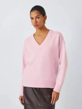 Джемпер из мериносовой шерсти с кашемировым v-образным вырезом John Lewis, розовый