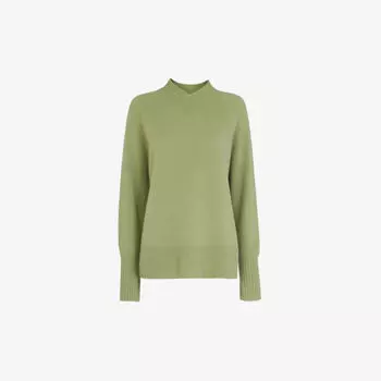 Джемпер из мериносовой шерсти с высоким V-образным вырезом Whistles, зеленый
