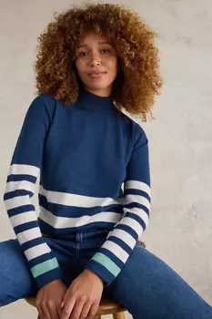 Джемпер из мериносовой шерсти с высоким воротом White Stuff, синий