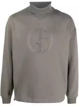 Джемпер из необработанной шерсти с высоким воротником GIORGIO ARMANI, зеленый