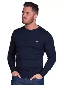 Джемпер из органического хлопка с круглым вырезом Raging Bull, темно-синий