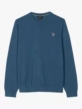 Джемпер из органического хлопка с круглым вырезом и логотипом Paul Smith, синий