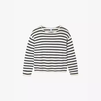 Джемпер из органического хлопка с узором в полоску и вырезом-лодочкой The White Company, синий