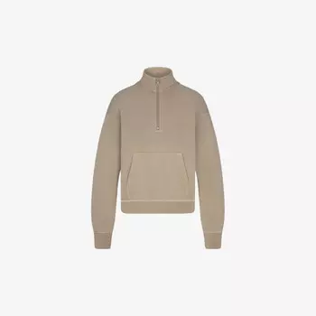 Джемпер из органического хлопка с застежкой-молнией на половину длины Skims, коричневый
