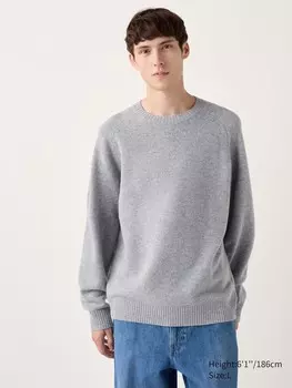 Джемпер из овечьей шерсти с круглым вырезом Uniqlo, цвет 04 серый