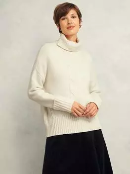 Джемпер из полушерстяной смеси эмбер кабельной вязки Hobbs, цвет Warm Ivory