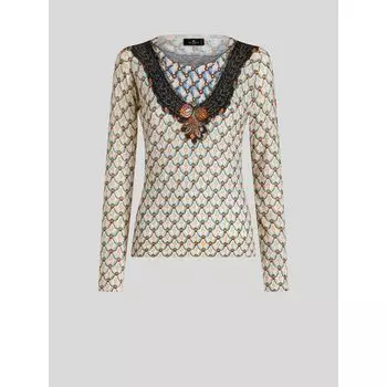 ДЖЕМПЕР ИЗ ШЕЛКА И КАШЕМИРА С ЦВЕТОЧНЫМ УЗОРОМ ETRO, синий