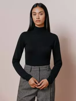 Джемпер из шелковой смеси с высоким воротником Albaray, черный