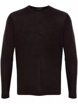 Джемпер из шерсти мериноса с круглым вырезом Dell'oglio, фиолетовый