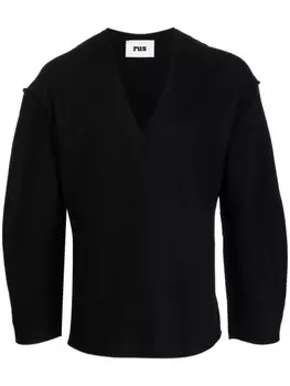 Джемпер из шерсти мериноса с V-образным вырезом Rus, черный