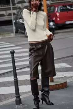 Джемпер из шерсти однотяжной связки ZARA, экрю