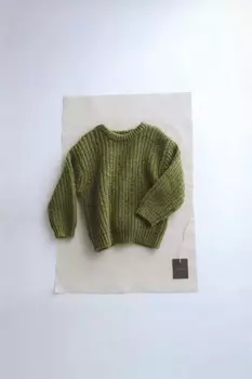 Джемпер из шерсти с меландшафтным оттенком ZARA, темный хаки
