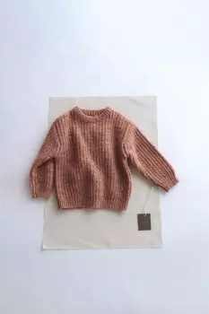 Джемпер из шерсти с меландшафтным оттенком ZARA, терракота