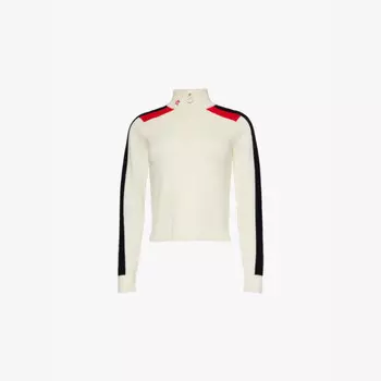 Джемпер из шерсти с полосатым принтом и застежкой-молнией La tour 1/4 Perfect Moment, белый