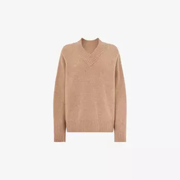 Джемпер из шерсти с V-образным вырезом и длинными рукавами Whistles, цвет tan